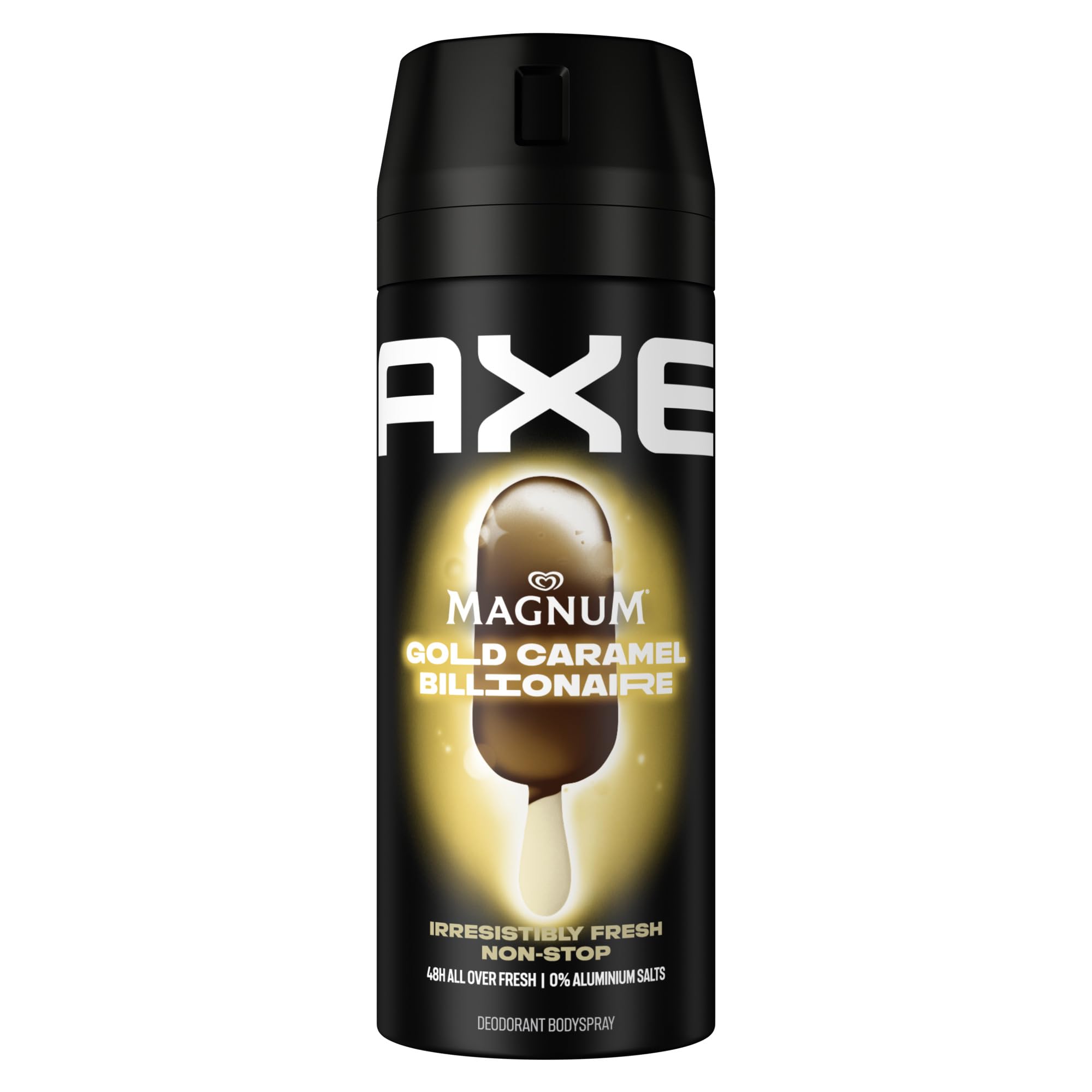 Axe Bodyspray Magnum Gold Caramel Billionaire Deo ohne Aluminiumsalze sorgt 48 Stunden lang für effektiven Schutz vor Körpergeruch 150 ml
