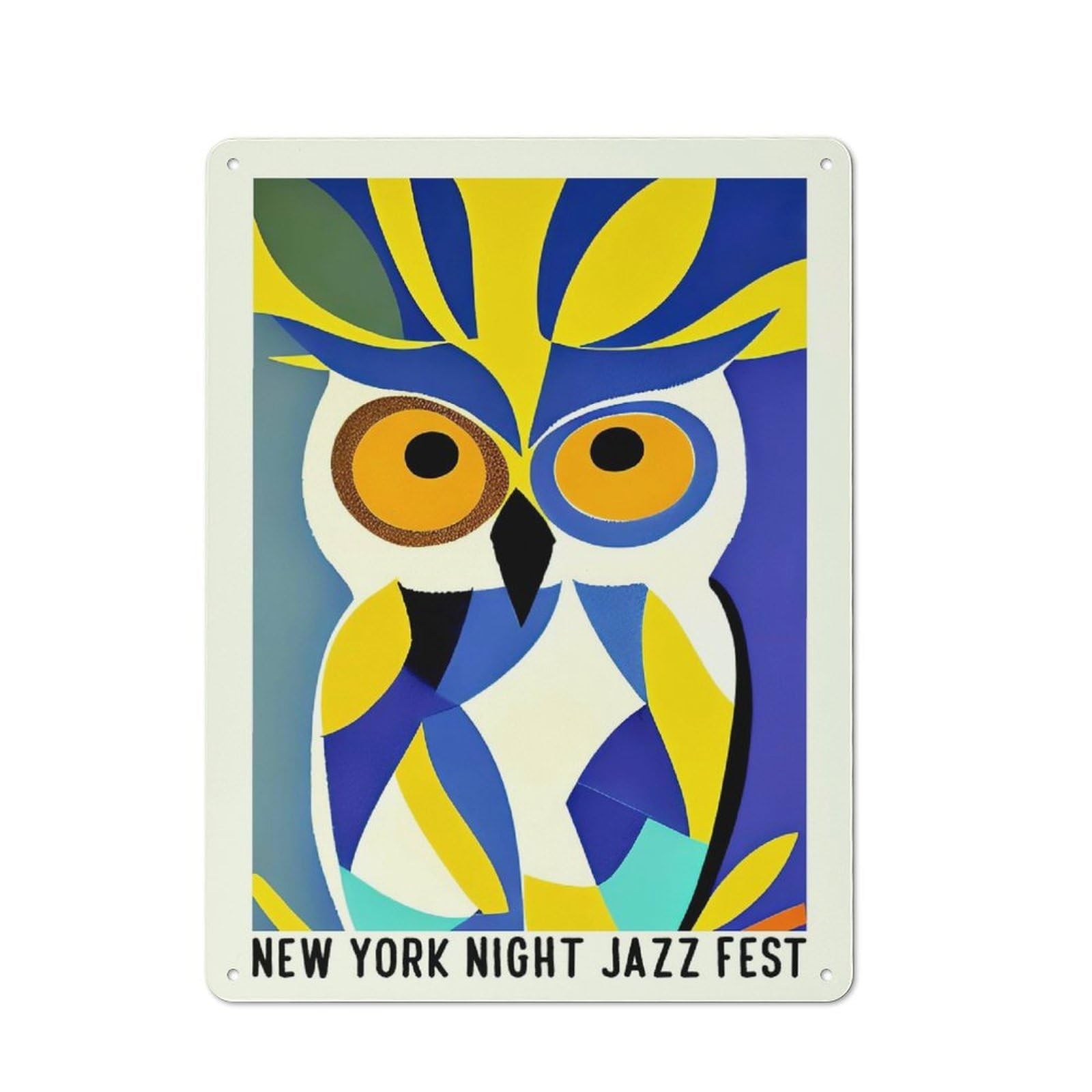 Junmoney Style-1 Tin Wall Plaque 40X30cm With New York Night Jazz Fest For Guest Room Or Hallway, A Decorative Christmas Gift For Home Decor Collectors
