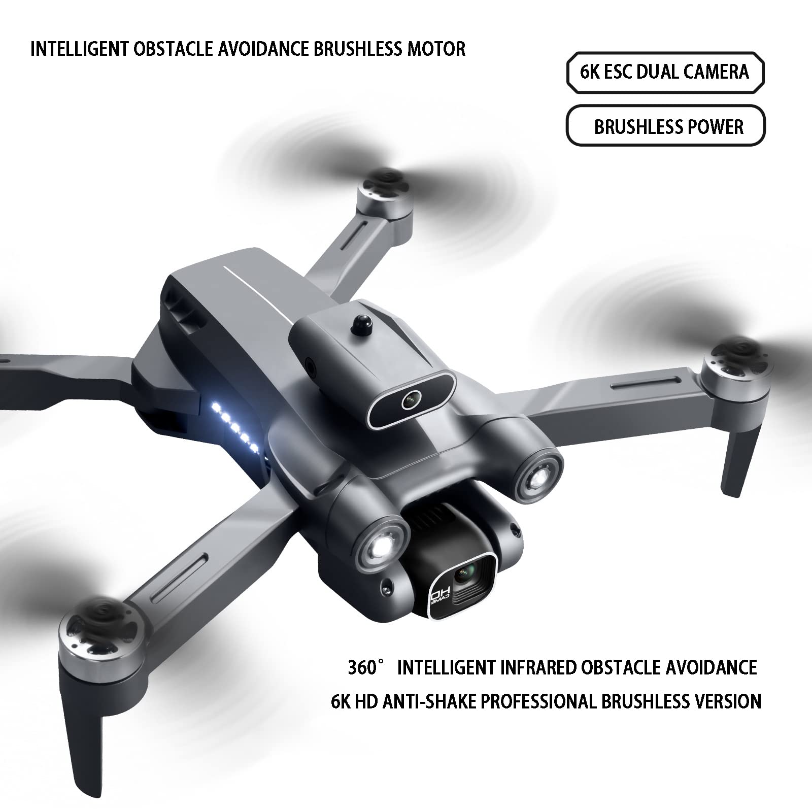Fotografia Aerea da 6K Pixel: Drone Aereo avanzato con Pixel da 6K, prevenzione degli Ostacoli a 360°, Motore brushless, Zoom 50x e Passaggio del Flusso Ottico. (B)