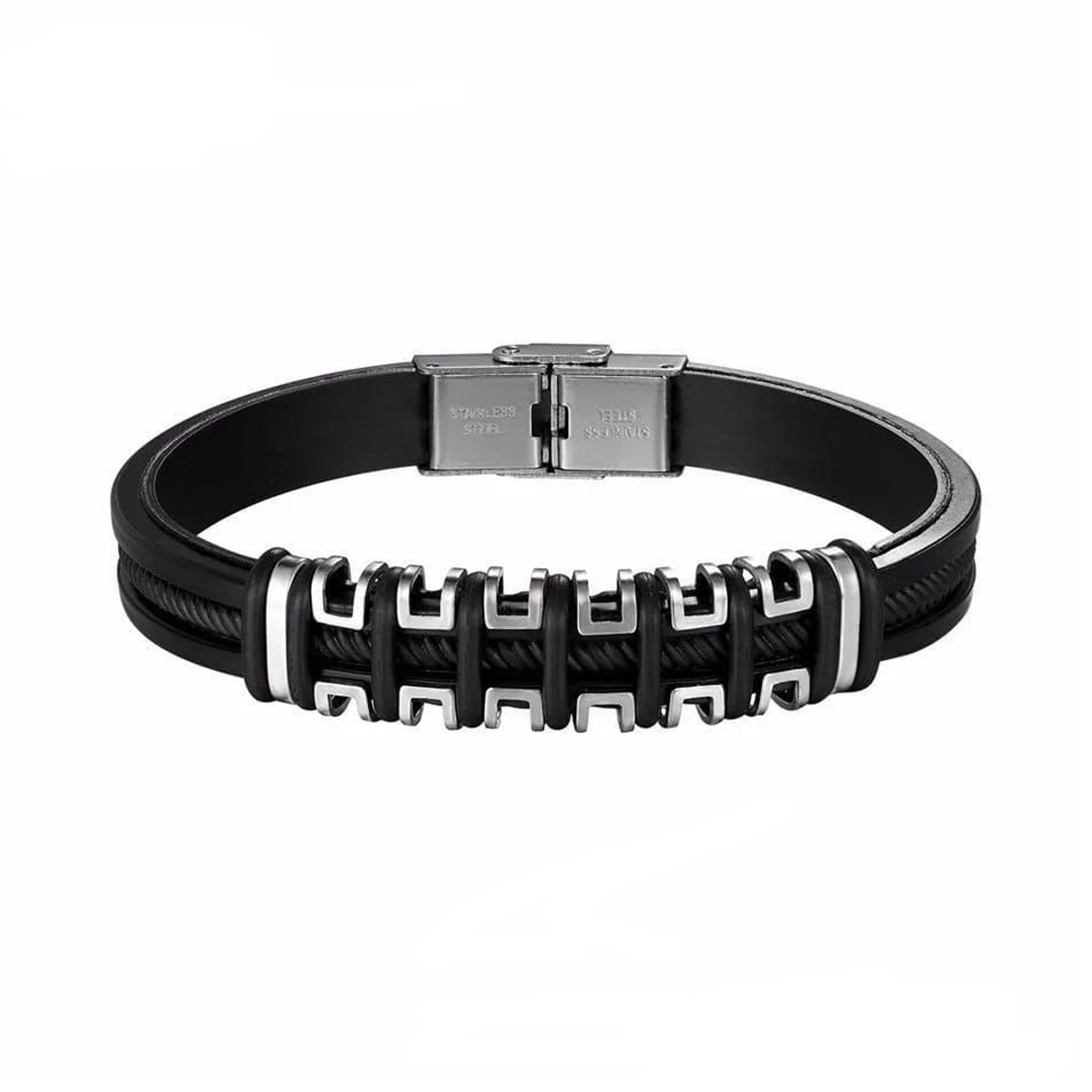 Fashion Frill Stylish Bracelet For Men Stainless Steel Black Charm Bracelets For Men Boys Love Gifts Mens Jewellery (B0CQ56HSMC) Amazon Price History, Amazon Price Tracker
