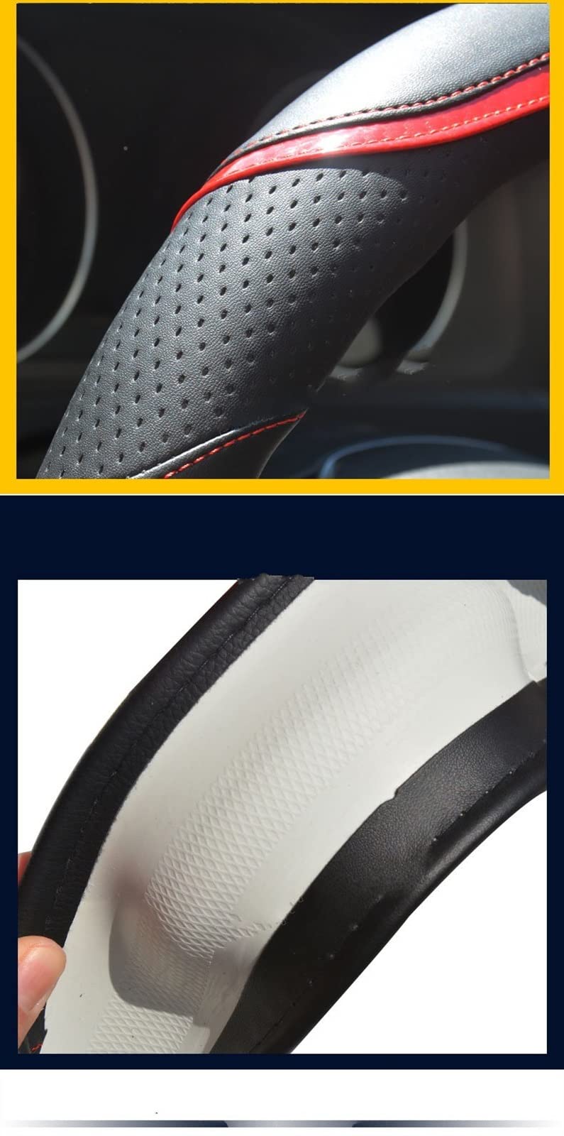 Für Kia Picanto 2004-2011TOP Qualität Real Schwarz Leder Lenkrad