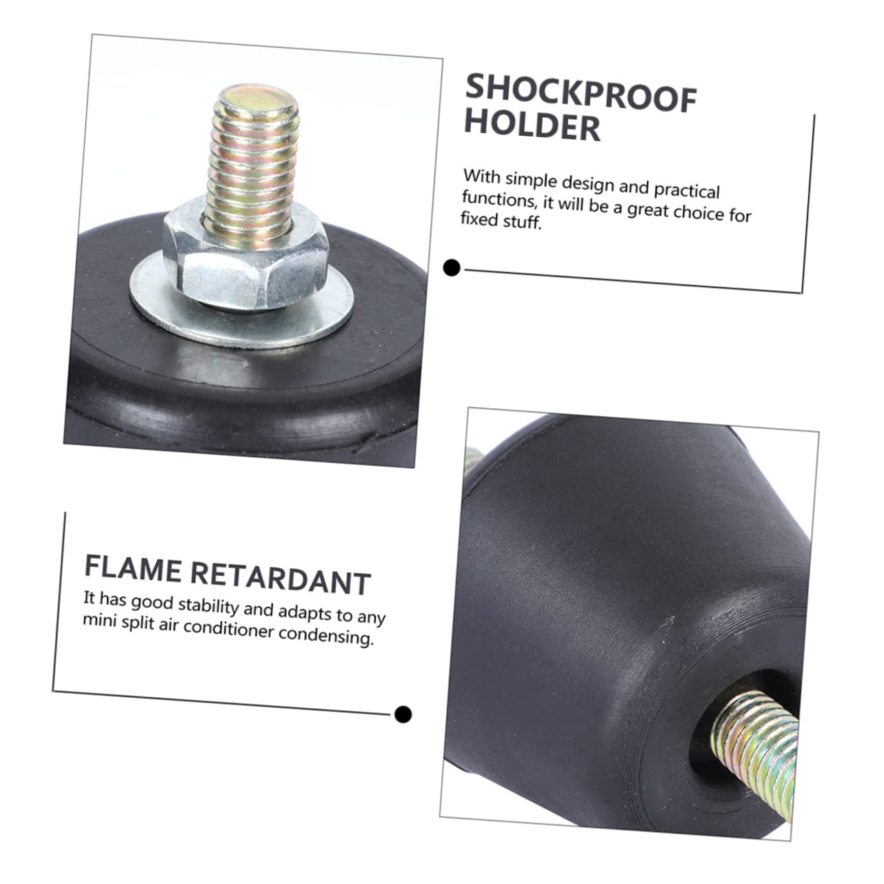KICHOUSE 2pcs Vibration Damping Mounts Mini Pad Black Shock-Absorbing Stand Rubber Anti- Vibration Air Conditioner