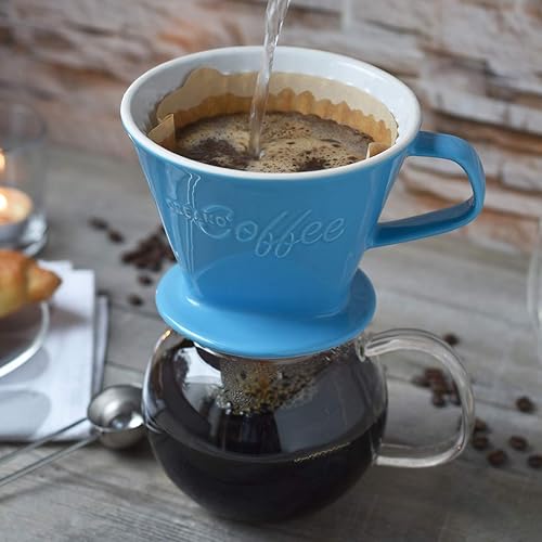 Miniatura 6 de Creano Gotero de café de porcelana XXL azul  Cerámica Cone Brewer  Pour Over Coffee Maker  Filtro tamaño 4  gran calidad 800 gr28 oz  6 colores
