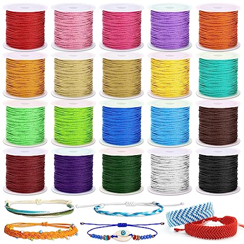 Cridoz 20 Rolls Wax String for Bracelet Making Waxed Thread Bracelet Cord Waxed Polyester Cord Bracelet Rope for DIY Bracelets Necklace and Macrame