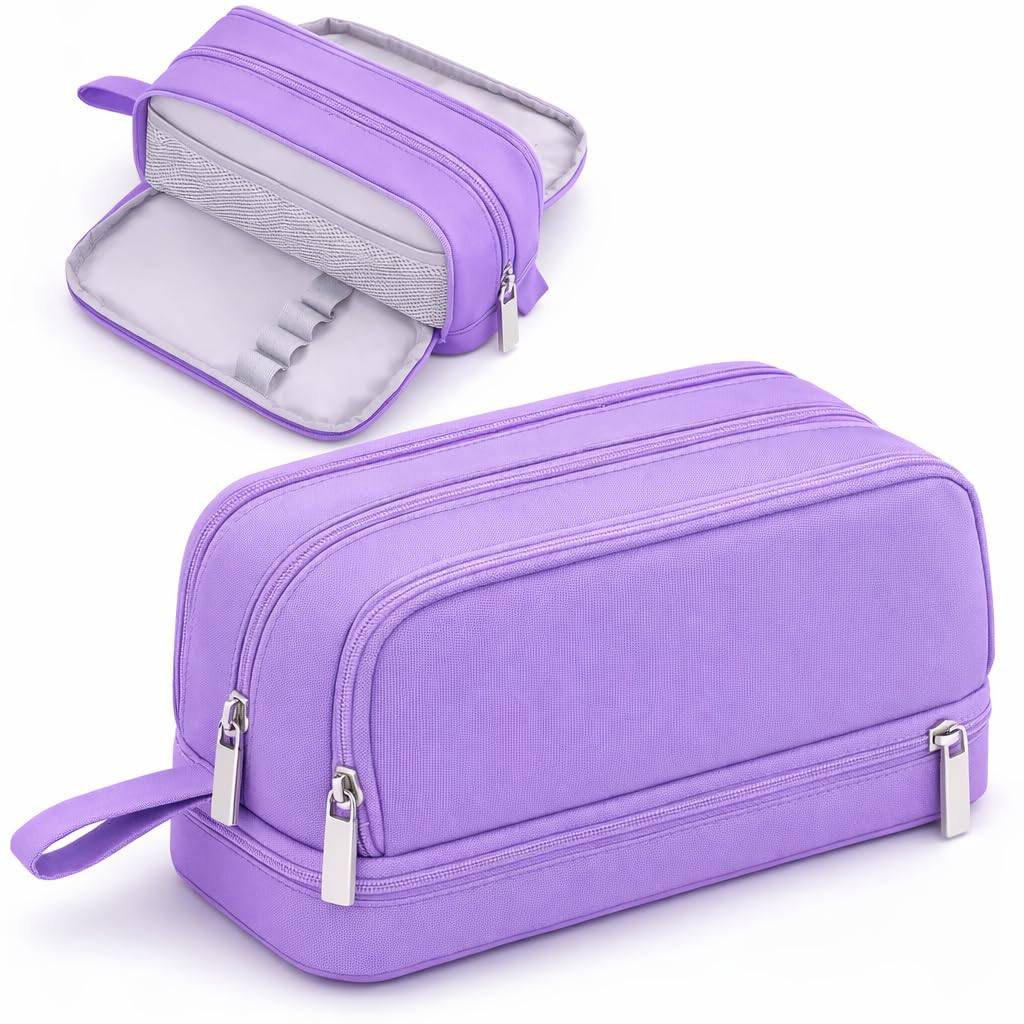 4 Compartments Pencil Case for Boys,Big Canvas Pen Pouch Bag, Large Capacity Pen Box, Tool Bag for Middle School College Office Organizer for Kids Men Women Adult Teens [Purple Color]-image-39