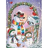 Bits and Pieces - 1000 Piece Jigsaw Puzzle for Adults 20' x 27' - Snowman Family Posting A Letter - 1000 pc Mailbox Bird Christmas Holiday Winter Snow Jigsaw by Artist Makiko