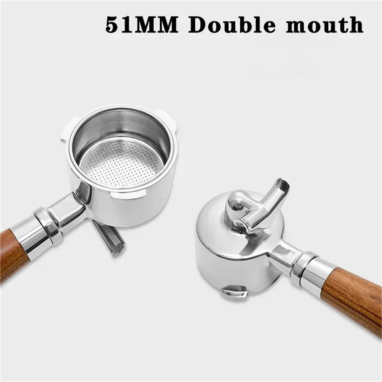 Filtro De Mango De 3 Orejas De 51MM, Compatible Con Delonghi,Dedica EC680/685, Herramienta De Barista Portafiltro Divisor De Doble Boca De Café De Acero Inoxidable(51mm-3ears -A1)