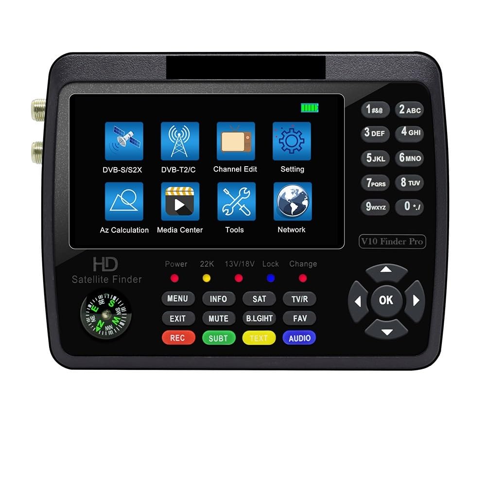 Satellite Finder, V10 Finder Pro Satellite TV Finder Meter 4.3'' DVB-S/S2/S2X/T/T2/C/H.265+AHD(8MP) PK ST-5150 ST-6980 V8 Finder Pro 2