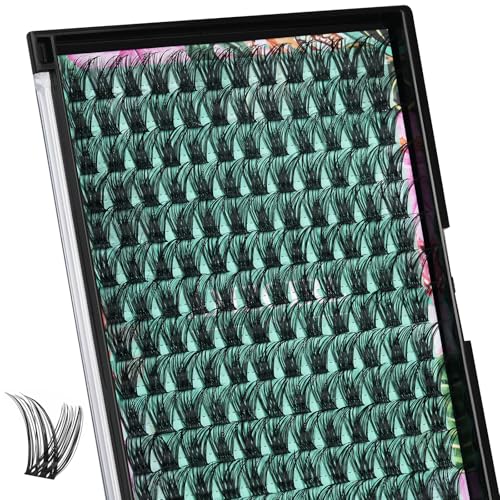 Lash Clusters Wet Look 168Pcs Eyelash Cluster Ultra-Thin Lash Band Eyelashes Extensions Spiky Anime Wide Span Lashes(Hollyhock,C-12mm)