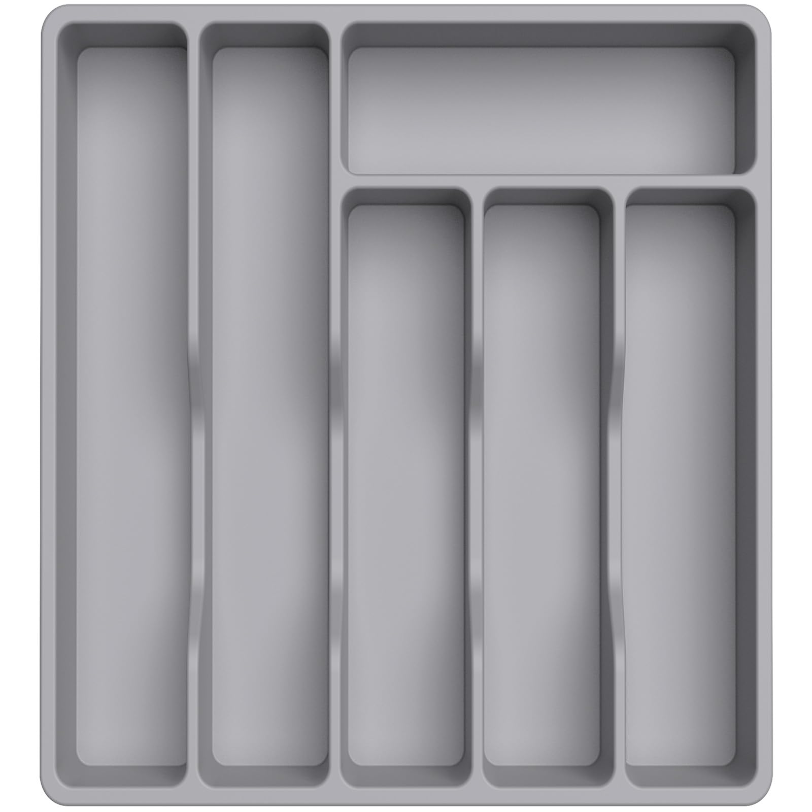 Lifewit 2 Pack Cutlery Drawer Organiser, Plastic Cutlery Tray for Kitchen Drawer, Utensil Flatware Silverware Holder Divider for Spoons Forks Knives Tableware, 6 Compartment,Grey