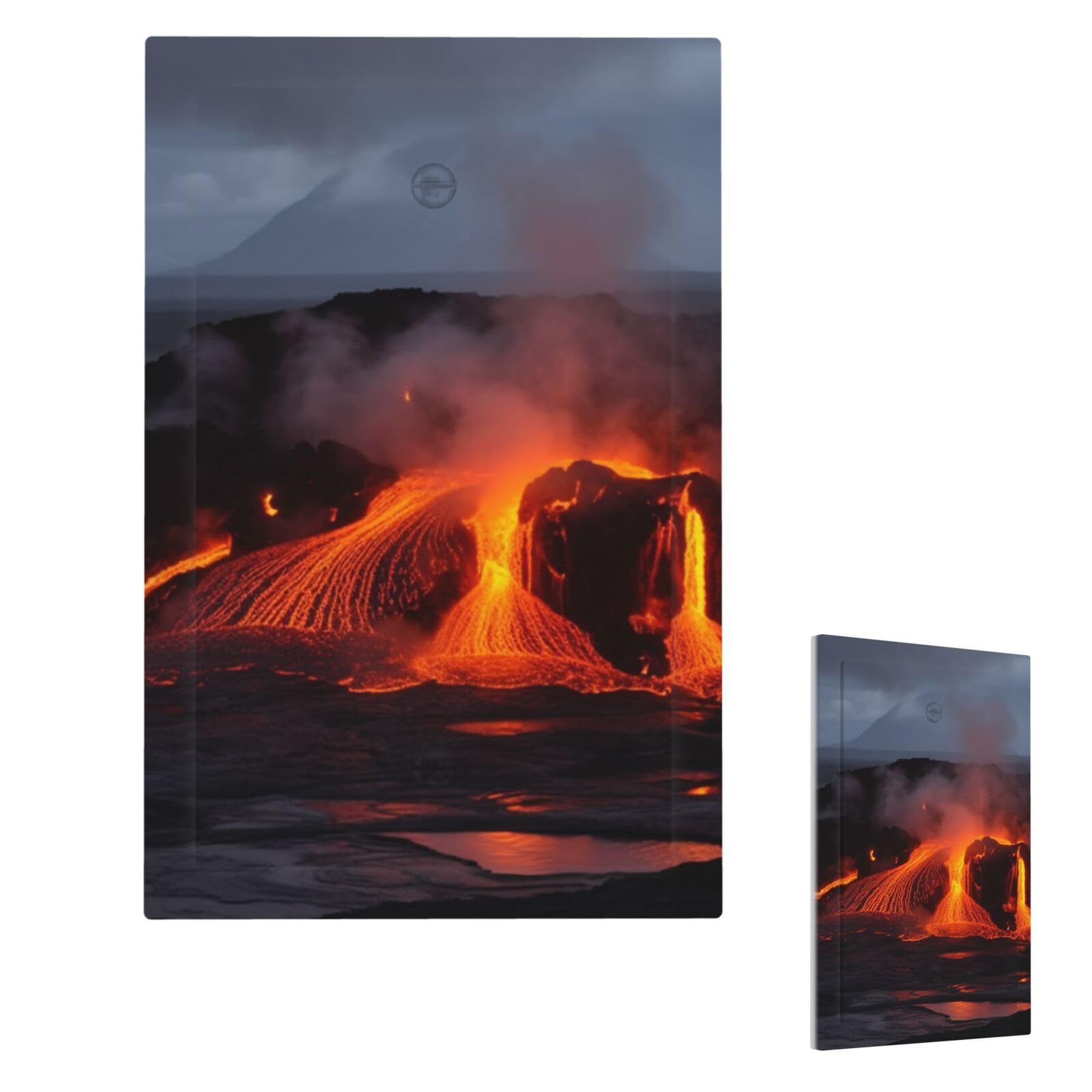 Fekiloot Single Blank Kilauea Volcano Wall Plate Cover Modern Decorative 1 Gang Light Switch Cover Unbreakable Receptacle Outlet Covers For Living Room Bedroom Home Decor