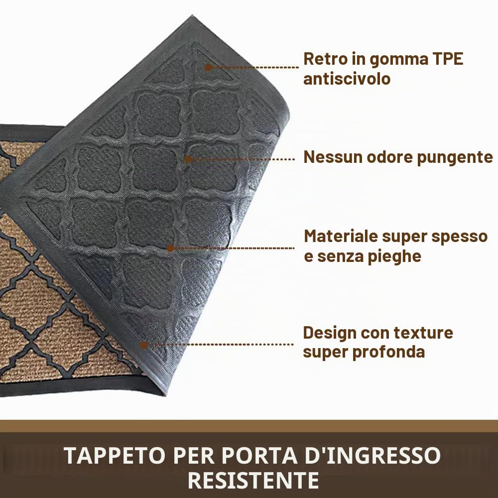 QingbeiRina Zerbino ingresso casa,Zerbino con Fondo Antiscivolo,44x75cm,tappeto ingresso interno e esterno,Tappeti antivegetativi,Colore: giallo-marrone