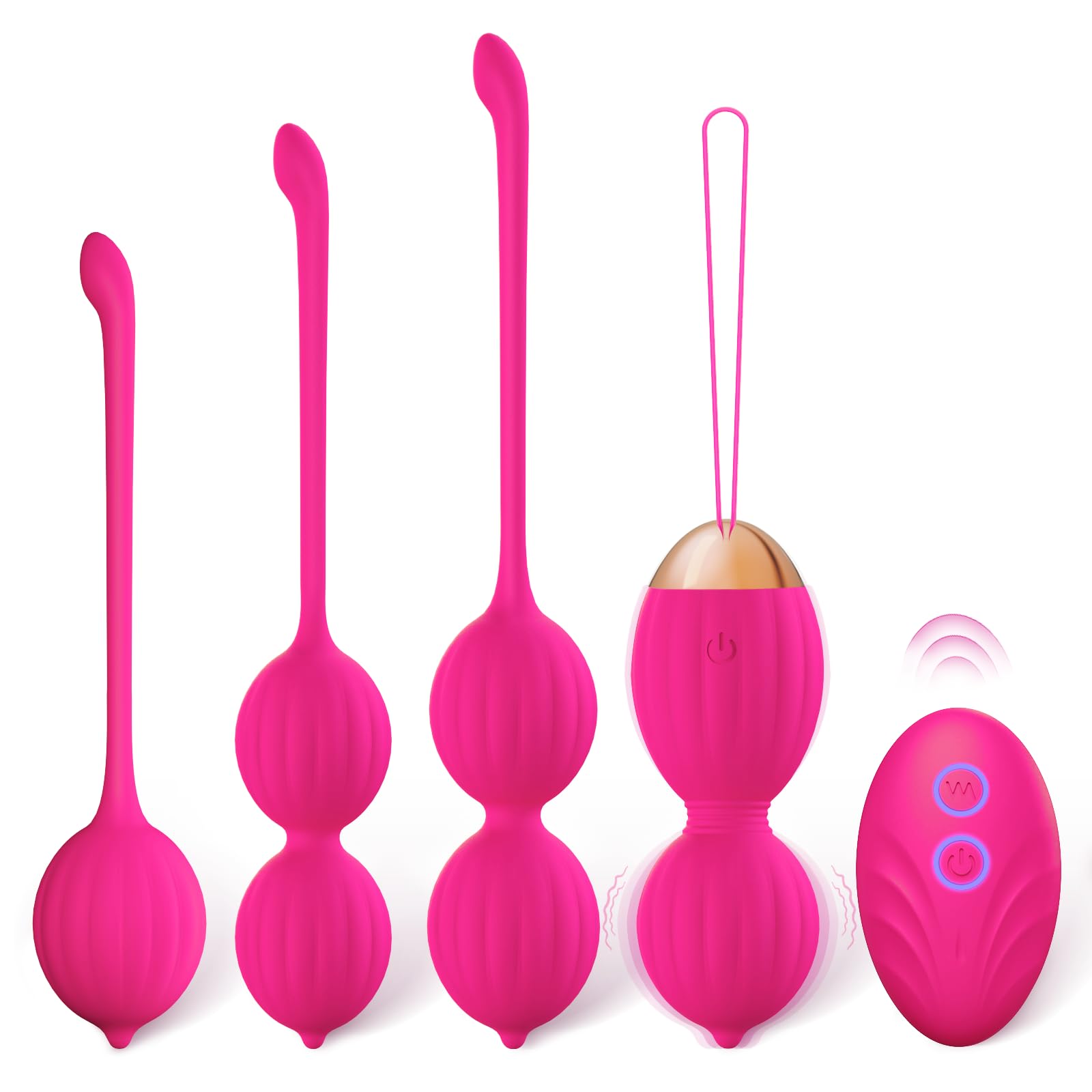 FIDECH Love Balls Entraîneur du Plancher Pelvien pour Femme, Boules Kegel en Silicone avec Télécommande, Entraîneur du Plancher Pelvien pour Femme avec 12 Modes de Vibration, Oeuf Vibrant, Rouge