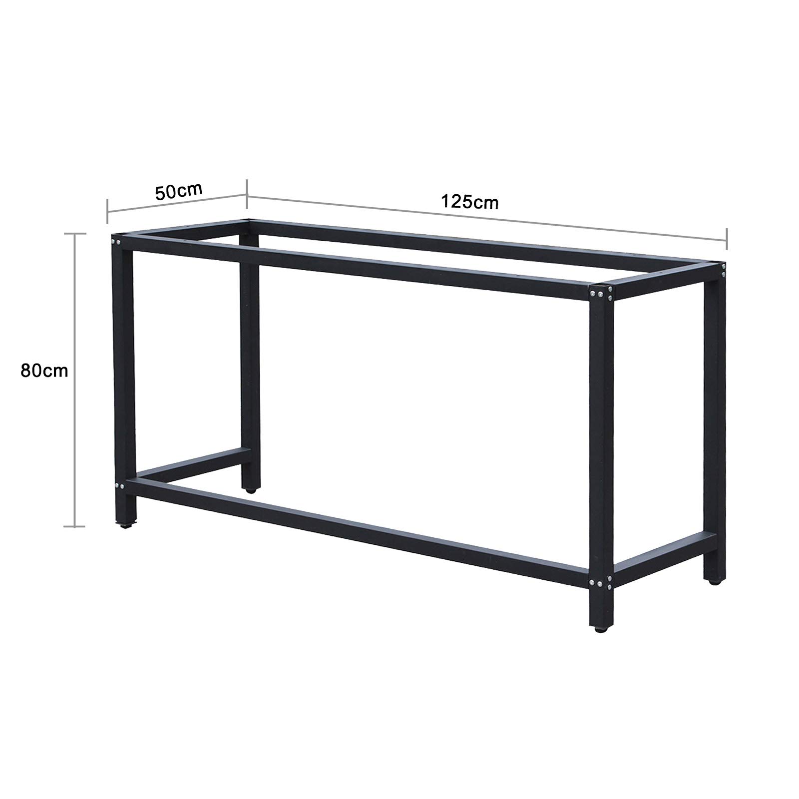 Soporte Banco Trabajo 50x125x80cm armazón Bastidor Caballete Mesa Trabajo empaquetar embalar Taller Negro
