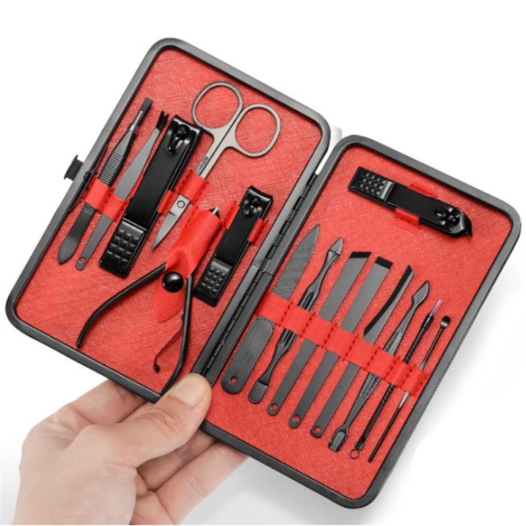 Ensemble de Coupe-Ongles, Coupe-Ongles, Coupe-Ongles, Combinaison d'outils de manucure et Accessoires (Noir et Rouge, 1 Ensemble)