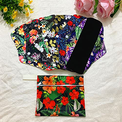 Image of 7 Pcs Resuable Menstrual Pad Sets Including 1Pc Mini Wet Bag and 6Pcs Regular Flow Menstrual Pads Waterproof Mama Cloth Sanitary Napkins