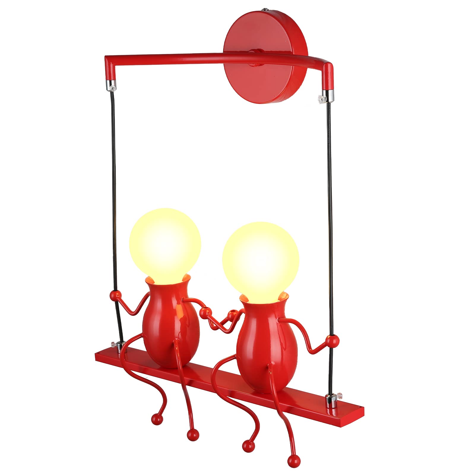 FZQSXAZU Creative Wall Lamp for Living Room Modern Cartoon Bedroom Sconce Adjustable LED Bedside Kids Gift 2 × E27 Red Lighting Fixture
