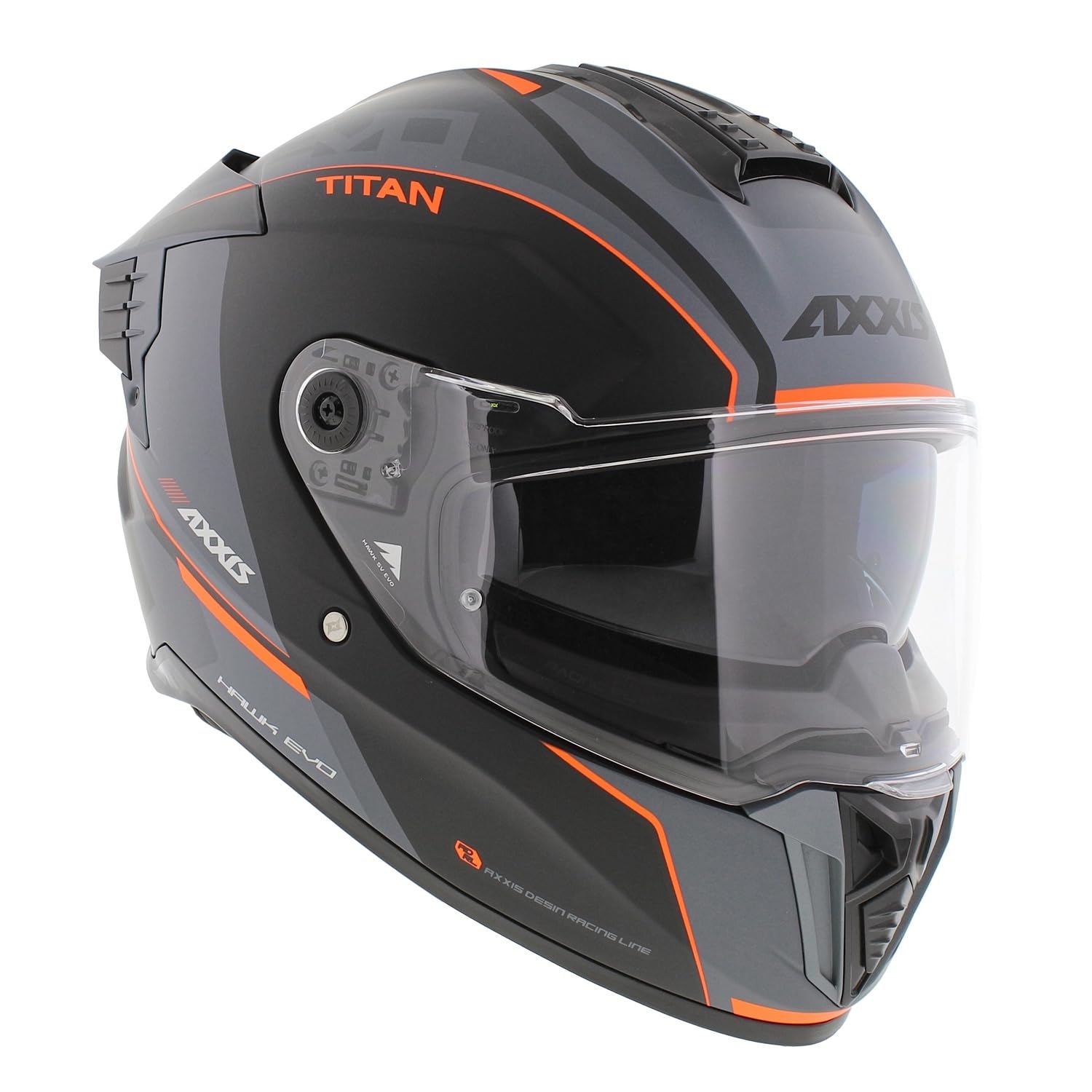 Axxis Hawk SV Evo Casco integral Titan B4 mate negro naranja gris