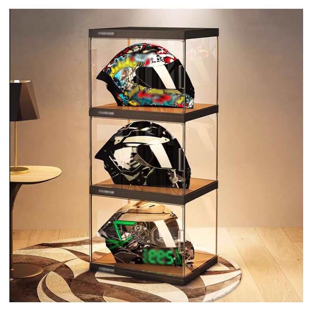Expositor de Sombreros, Vitrina para Cascos, Soporte para Vitrina de Cascos, Vitrina Transparente de tamaño Completo para Cascos de Motocicleta, Caja Transparente para Figuras coleccionables
