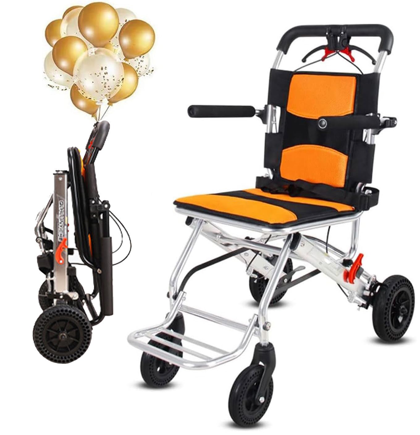 Silla de Ruedas Silla de Ruedas Plegable Ultraligera Silla de Ruedas de Transporte portátil Silla de Ruedas de Viaje de Aluminio Ligera para Personas Mayores Silla de Transferencia