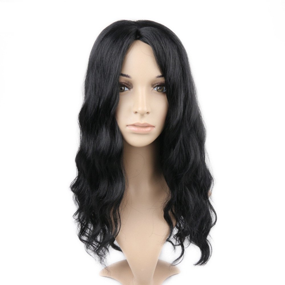 Sacow Women’s Curly Wig, Black Medium Length Wig Natural Synthetic Wigs Hair Women Party Wigs