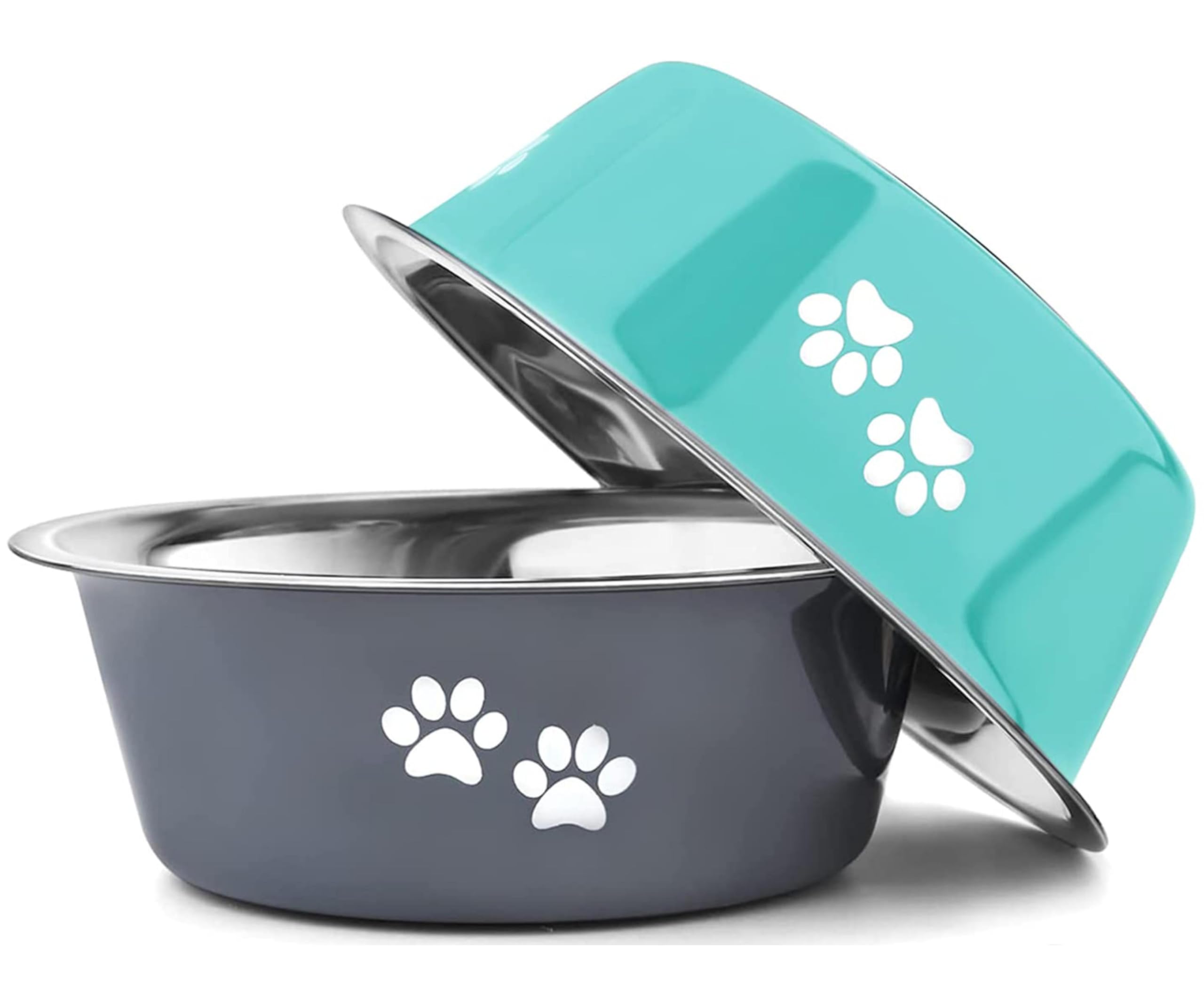 Decyam Cuenco de acero Inoxidable para Perros y Otras Mascotas, con Base de Silicona Antideslizante, Cuenco de Comida y Agua, Apto para lavavajillas, fácil de Limpiar