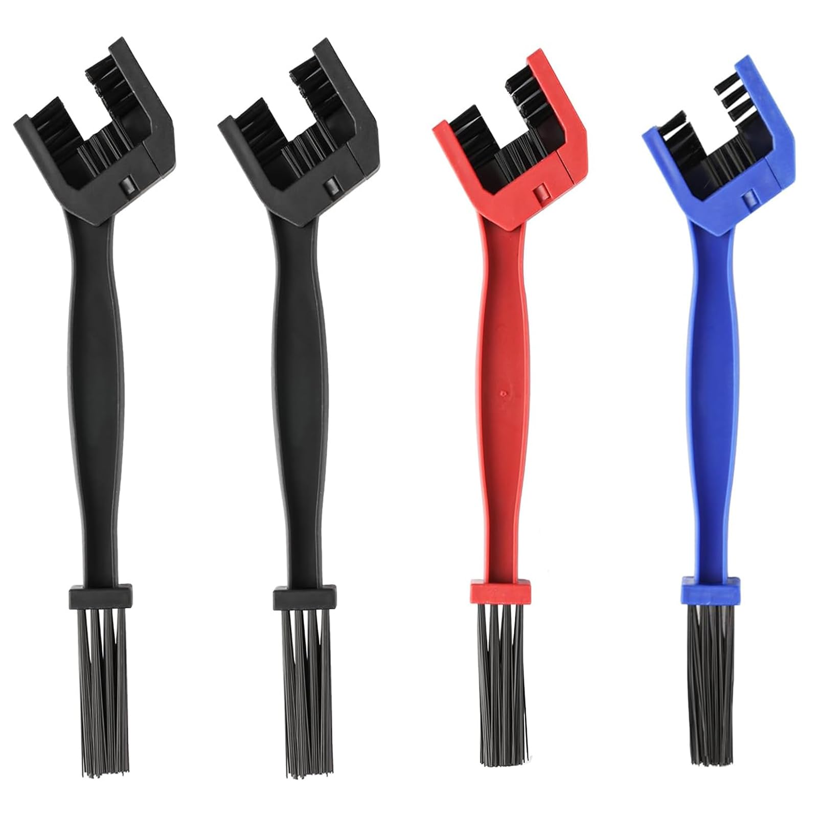 Cjkoonsa Red/Blue/Black 4 Pack Bike Brush Bicycle Motorcycle Chain Brush Cleaner, Bike Gear Cleaning Brush Tool For Bike Motorbike Chain/Tire/Sprocket Corner Stain Clean​(, Black)