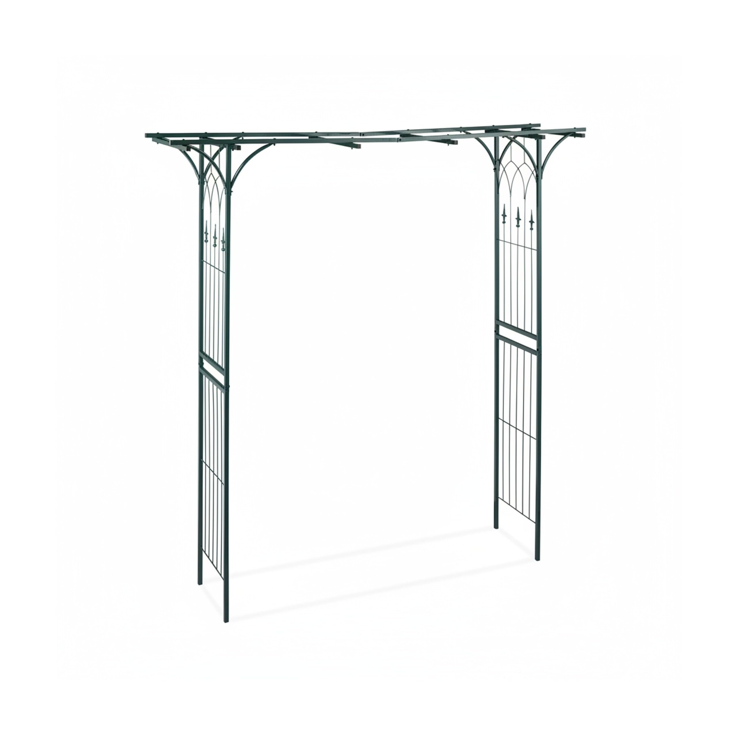 Relaxdays Rosenbogen Metall, eckig, Rankhilfe Kletterpflanzen, Garten, wetterfest, HBT 205 x 202 x 52 cm, dunkelgrün