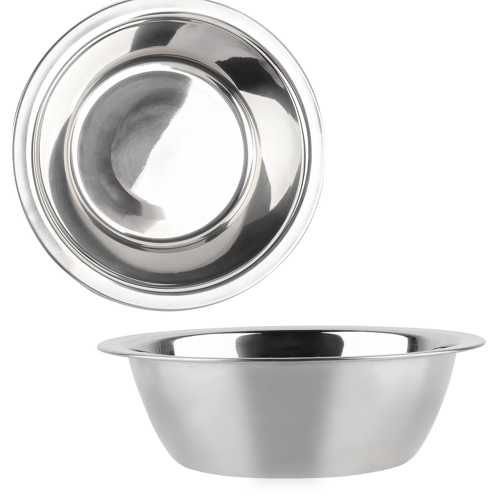 Cxryrzhe 2 Pack Thick Stainless Steel Dog Bowls Food Grade Safe Pet Cat & Dogs Feeder Bowls and Water Bowls Easy to Clean (Wide Edge 16.5cm)