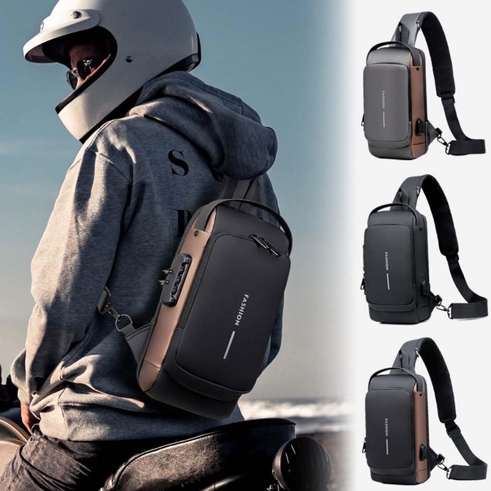 Sac à bandoulière de voyage imperméable pour cyclisme avec serrure à combinaison antivol et port de chargement USB