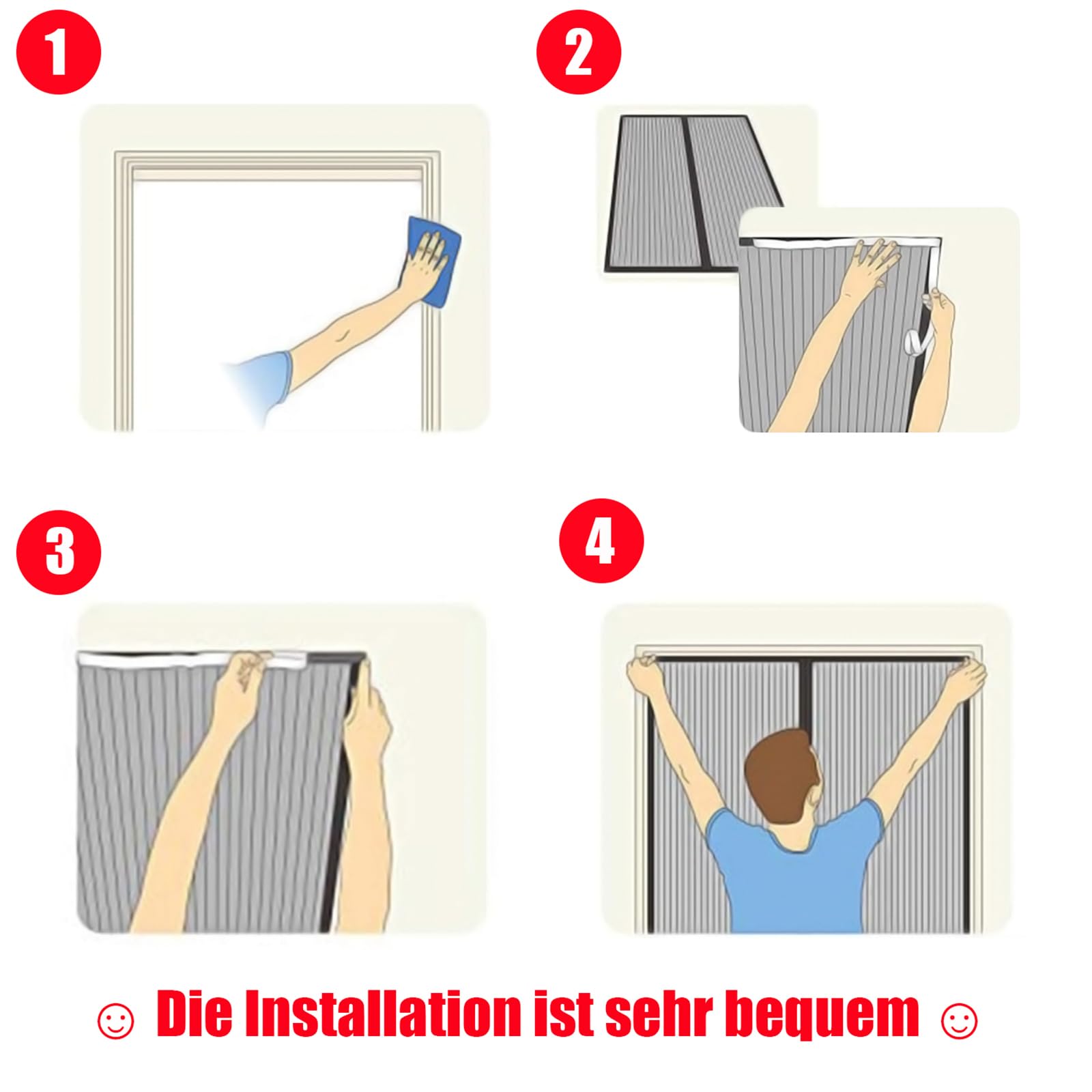 Unsichtbar Magnete Fliegengitter Tür, 85x210cm Schwarz Seitliche Öffnung Insektenschutz Balkontür, Fliegengitter Balkontür Für Schiebetür, Nebeneingangstür, Terrassentür, Plissee Tür, Ohne Bohren