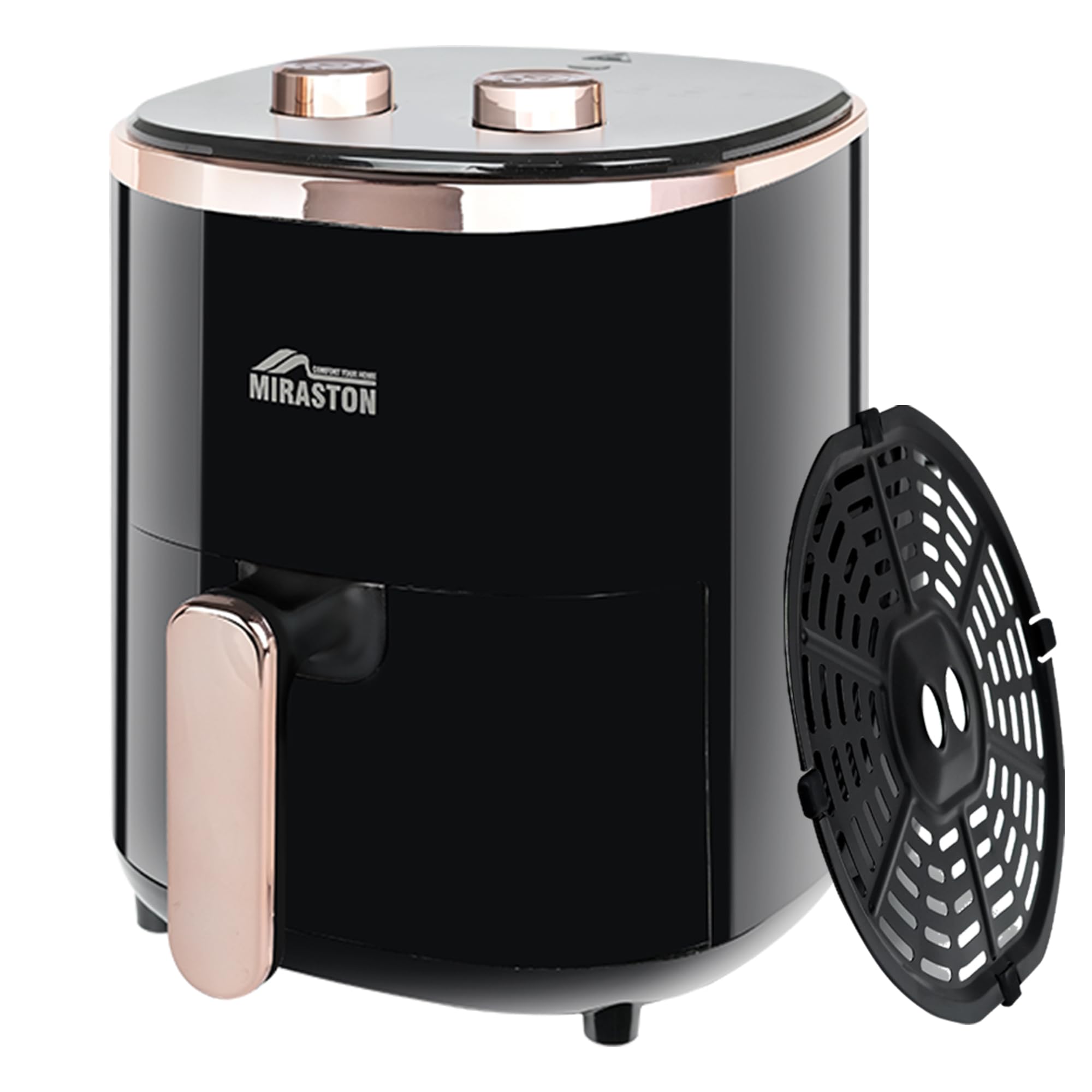 Small Air Fryer 3 6QT Dials Control Temp Time Auto Shut-Off Personal Round Air Fryers for Kitchen Countertop