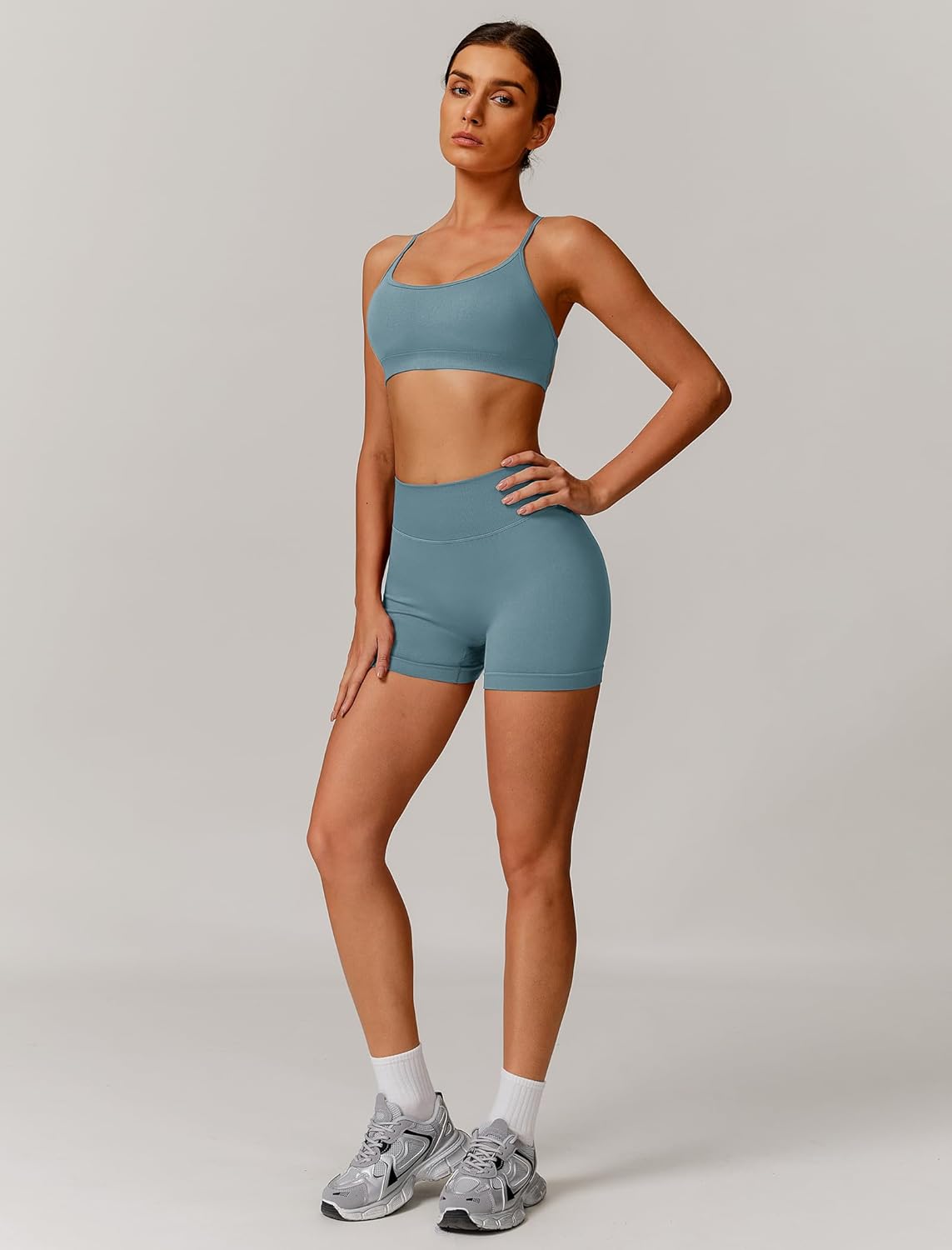 ABOCIW Womens Seamless Backless Sports Bra Open Back Strappy Workout Bras Low Support Criss-Cross Yoga Gym Bra - Image 4