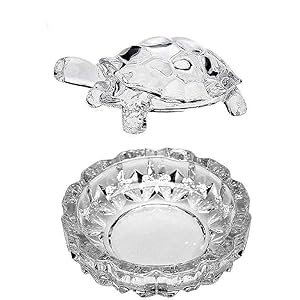 Crystal Tortoise Turtle with Crystal Plate for Good Luck Crystal Kachua Plate Bowl Tortoise On Plate Showpiece for Good Luck Turtle Vastu for Career and Luck (Glass, White)