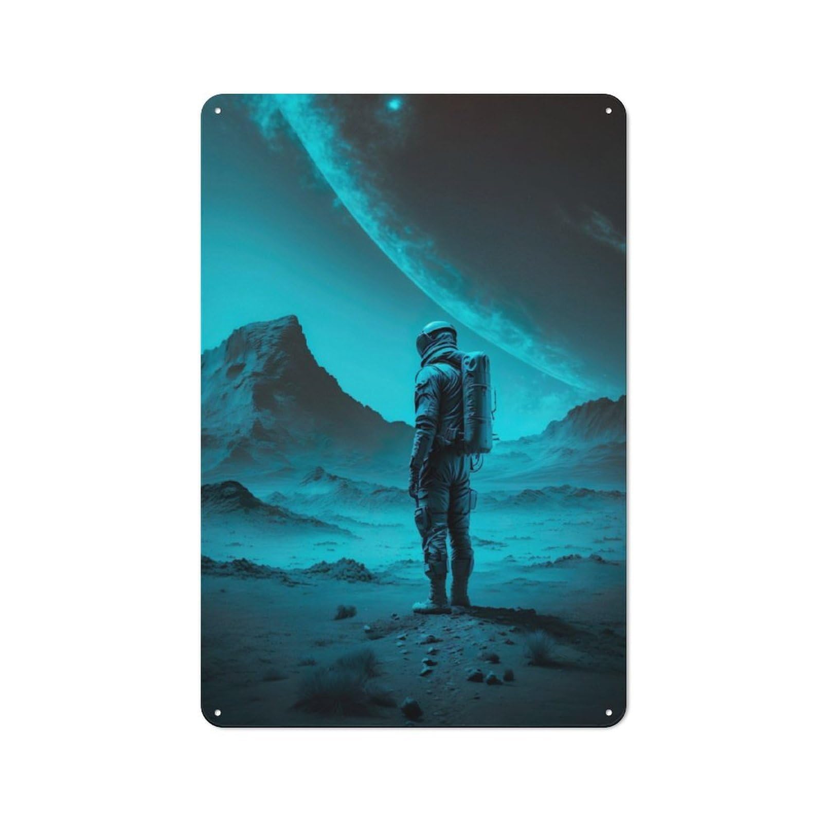 Junmoney Astronaut Moon Landing Metal Plaque 30X20cm With For Workshop Wall, Retro Decor, A New Home Gift For Collectors Of Metal Signs
