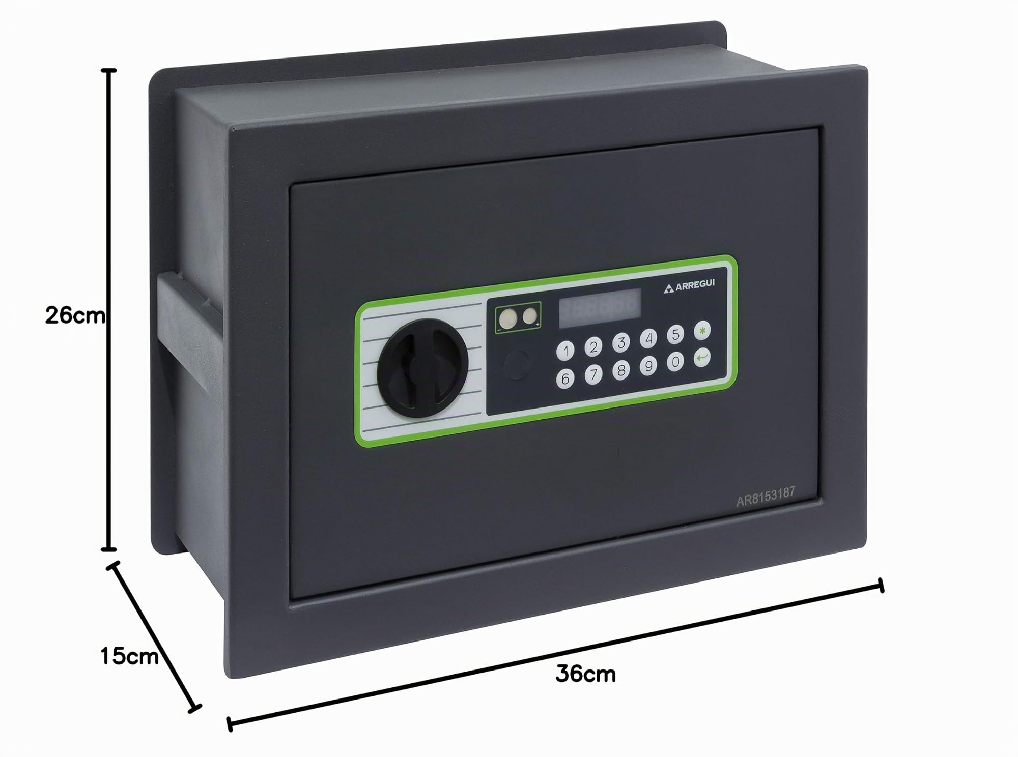 ARREGUI Supra 241120 Caja Fuerte de empotrar a Pared con Cerradura de codigo electronico | Caja de Seguridad para casa y hogar | Fundo Extensible | Fácil de Instalar | 26 x 36 x 15/25 cm