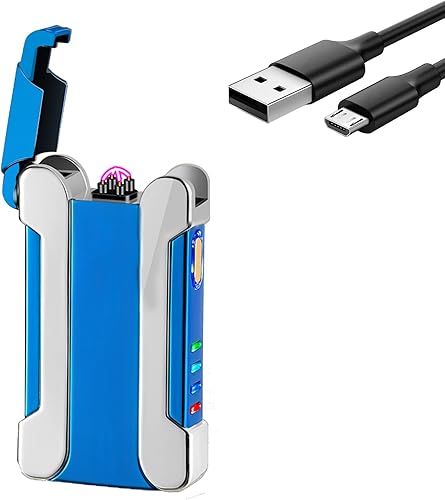 YOZWOO Encendedor de plasma recargable por USB, encendedor eléctrico resistente al viento, sin llama, encendedor de doble arco, personalizable con