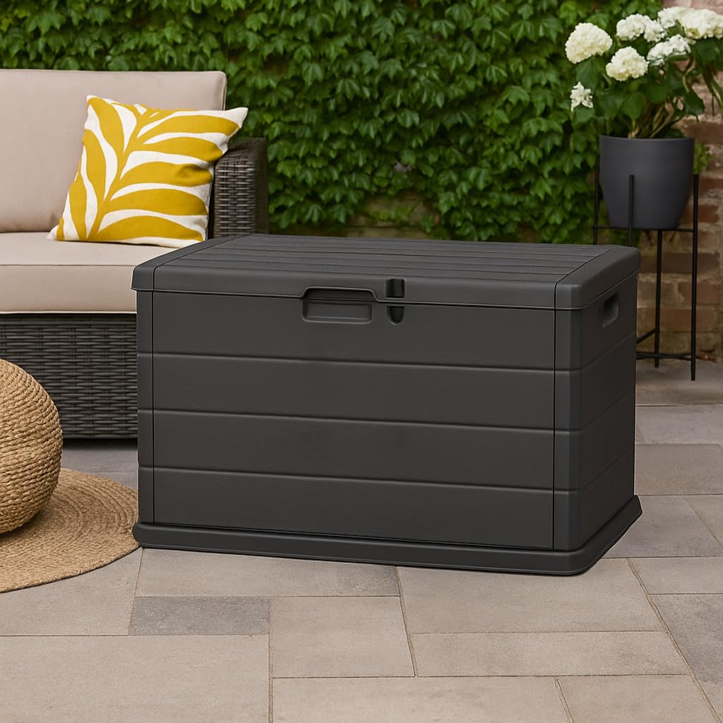 URBNLIVING 200L Large Lockable Garden Storage Box - Outdoor Chest for Cushions, Tools, Toys - Polypropylene Build, Ventilated Design, Built-in Handles, Easy Assembly, Durable & Space-Saving — view 5