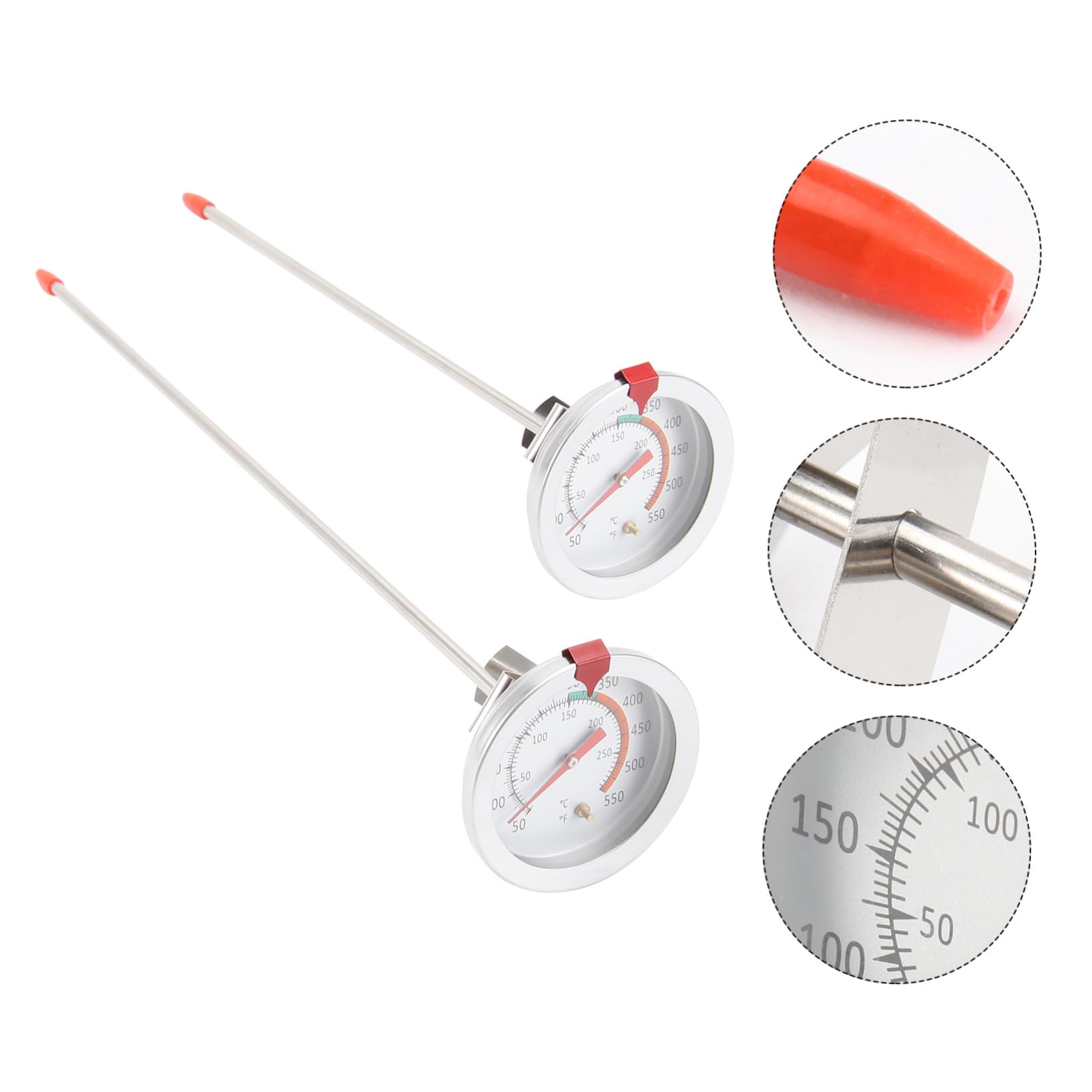 2 Piezas Termómetro para Freír de Acero Inoxidable Resistente al Calor con Clip Fijo Medidor de Temperatura para y Freidoras Precisa Fácil y Uso