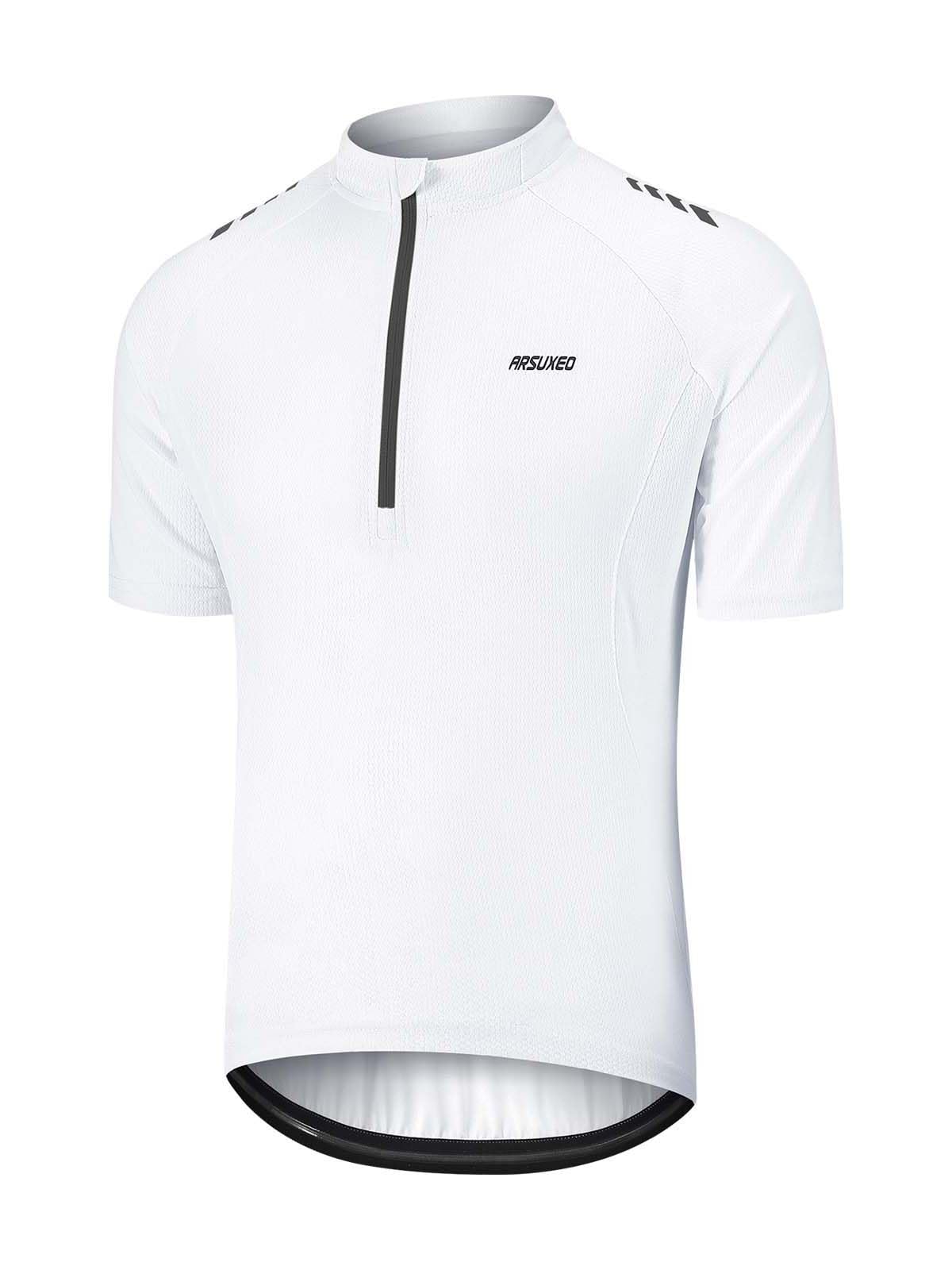 ARSUXEO 1/2 Zipper Cycling Jersey Men Short Sleeves Bike Shirts for Men Biking Bicycle Road Bike Jerseys