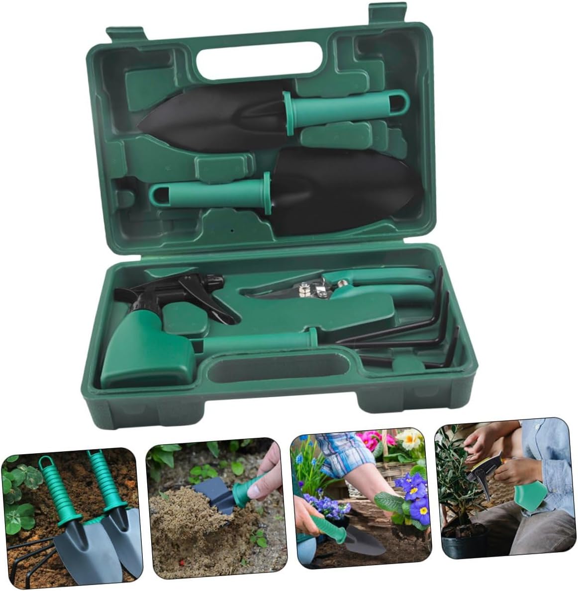 Kichvoe Garden Tool Set with Shovels and Rake 5pcs Portable Gardening Tools Kit with Carry Case for Planting and Outdoor Yard Work