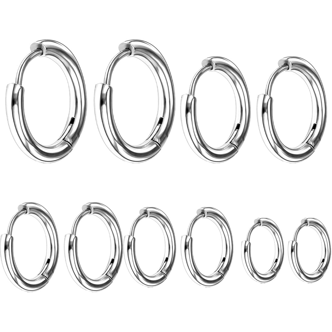USTNIR Pendientes de aro pequeños para Mujeres Hombres Cartílago de acero quirúrgico Huggie Pendientes Lóbulo de la nariz Anillo de labio Piercing Joyas Pendientes de aro con bisagras
