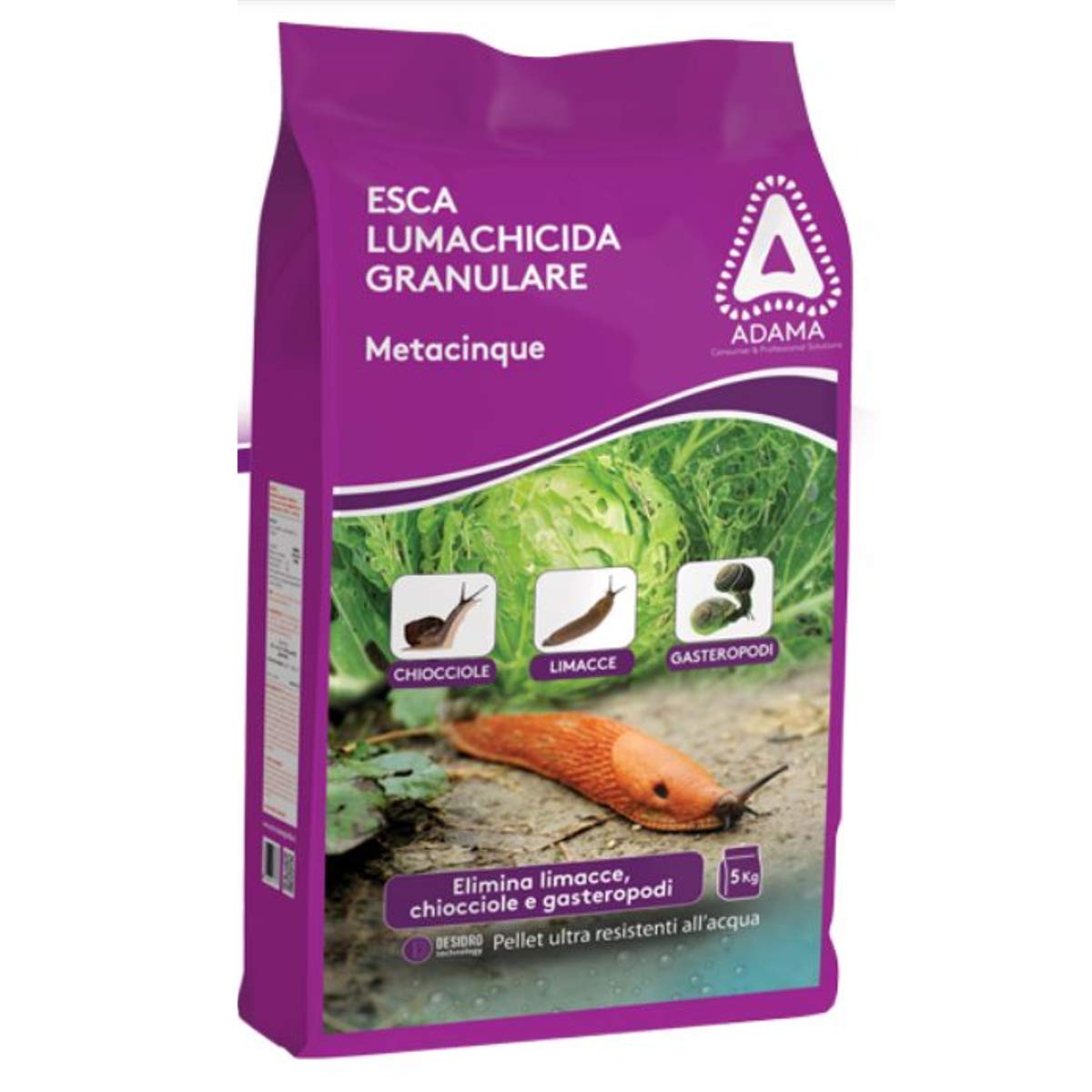 adama METACINQUE Esca Lumachicida Granulare 5 kg Elimina limacce, lumache, chiocciole e gasteropodi