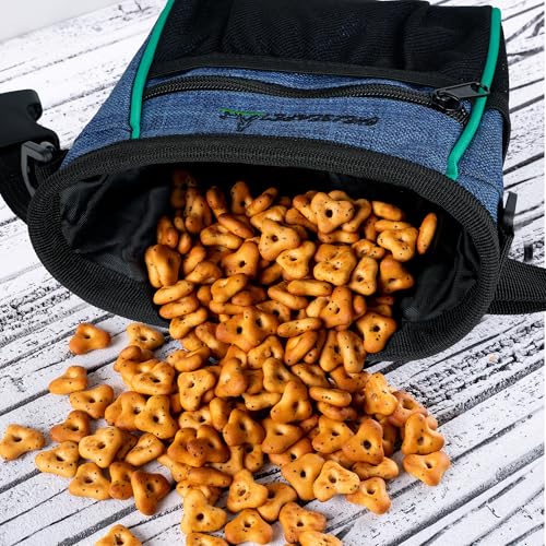 Leckerlibeutel für Hunde, Große Futtertasche für Hundetraining, Bauchtasche mit verstellbarem Gurt, Snackbeutel aus Oxford-Stoff, Praktische Bauchtasche für Hundetraining, Blau