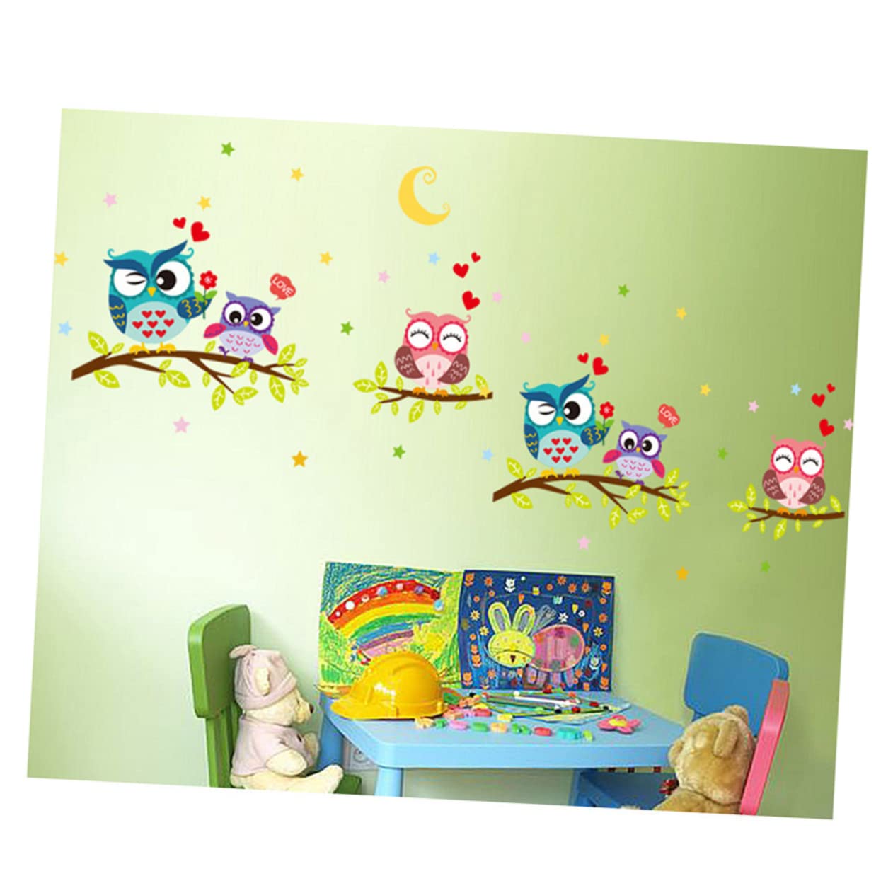 Owls Branch Removable PVC Wall Art Decals for Kids Room