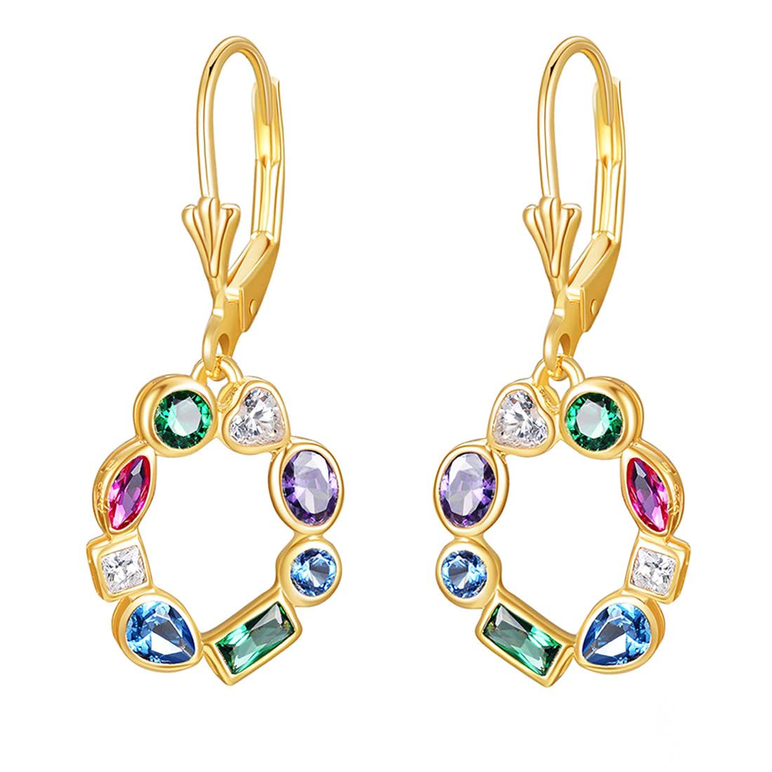 Orecchini Rotondi In Argento 925 Con Zirconi Colorati AAA - Placcati Oro 18K O Rodio, E Jewelry