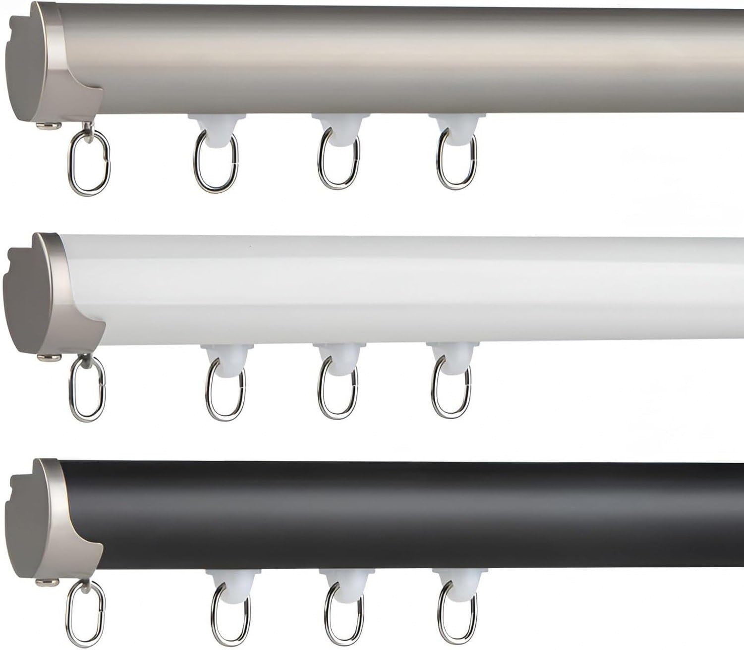 Cortina a Soffitto e Parete, Binario per Decorativo a Doghe, Guida Scorrevole per Raccordi ad al Finestra in Alluminio Rinforzato per Divisorio Stanza (Gr, Black, 500cm-16.4in(4 * 125cm)