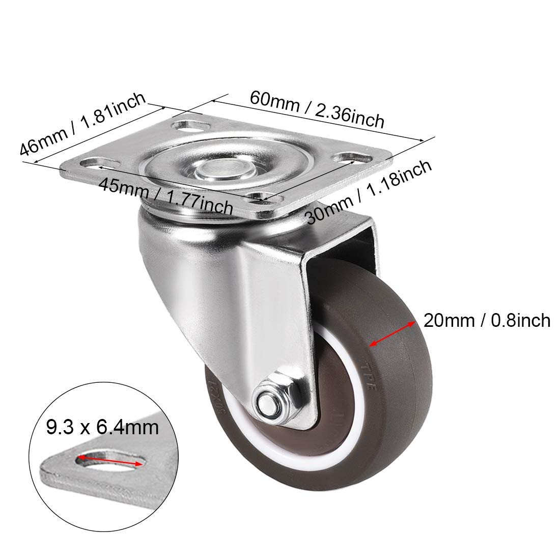 Ruote Girevoli Con Piastra A Forma Di L Da 2 Pezzi Ruote Girevoli Con Montaggio Laterale Girevoli A 360 Gradi Ruote Girevoli Con Piastra A Basso - Foto 2