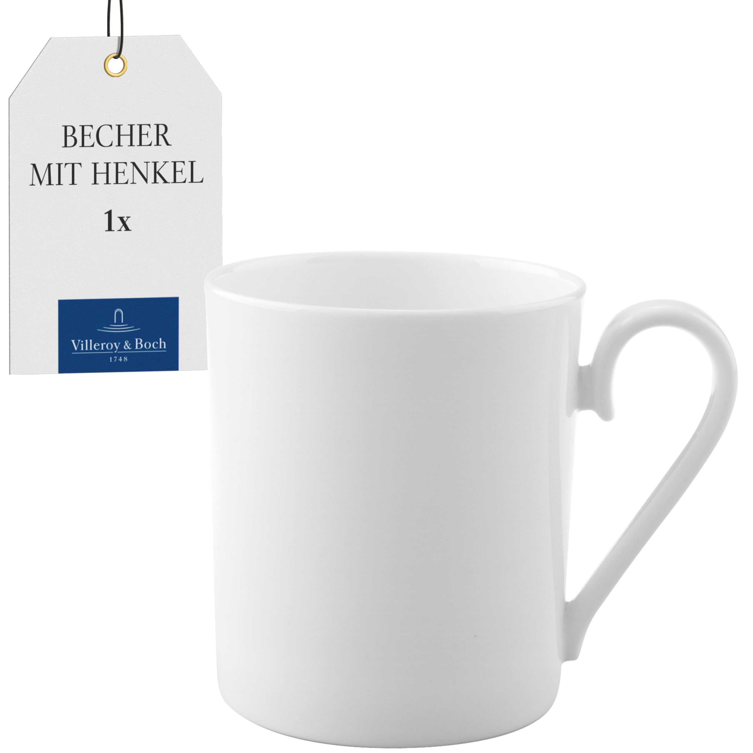 Villeroy & Boch – Royal Henkelbecher Weiß, Spülmaschinenfest, Mikrowellensicher, Tasse, Becher, Kaffeebecher, Porzellan, Kaffeetasse, Heißgetränkebecher, Premium Bone Porzellan