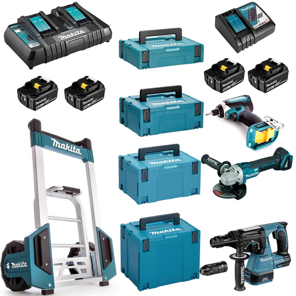 Makita Xpack - TR00000001 + DC18RD + DC18RC + MakPac1,2,3,4 + DHR243Z + DGA506Z + DTD153Z + 4x5Ah